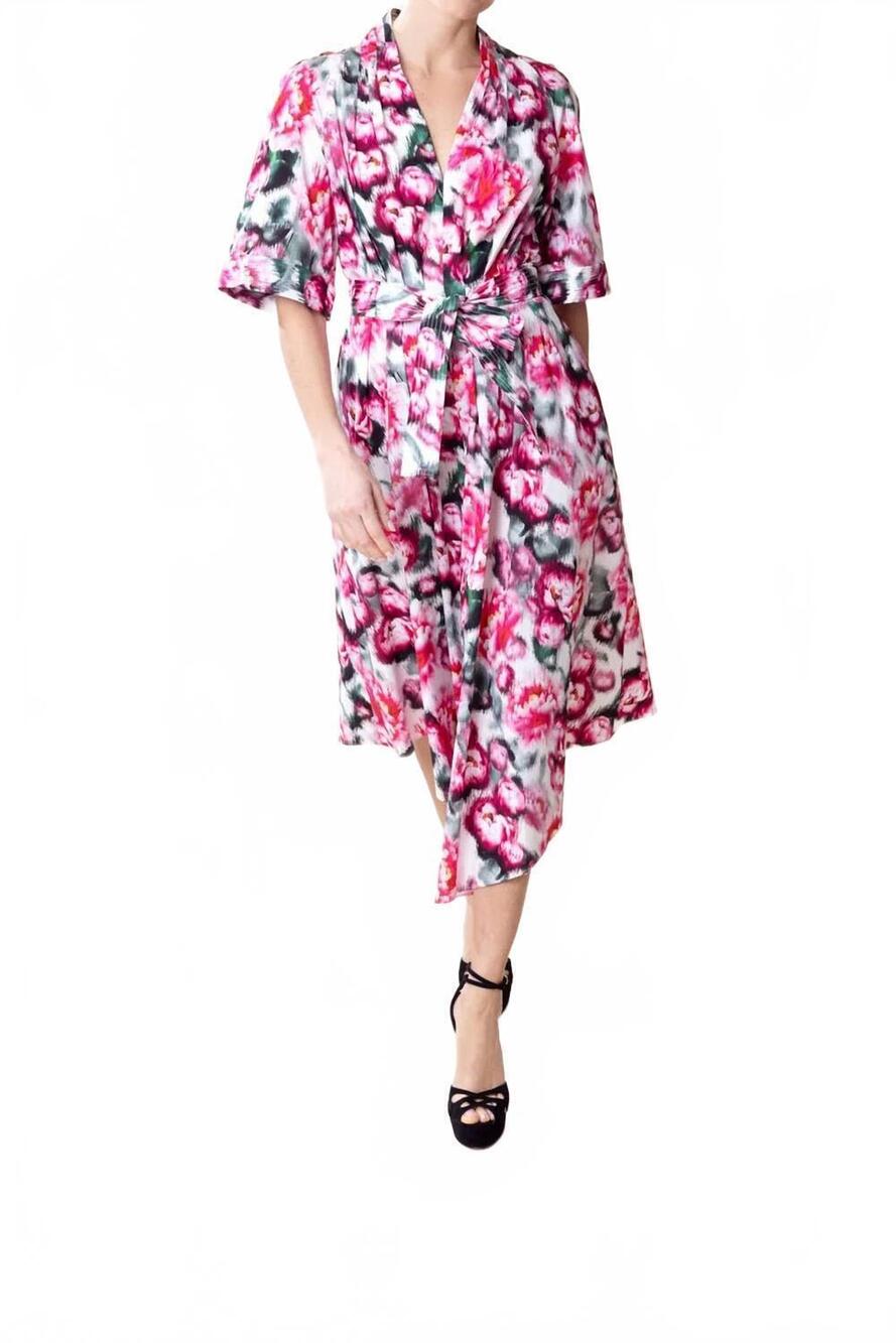 NEW ADAM LIPPES asymmetrical printed poplin dress in ivory floral